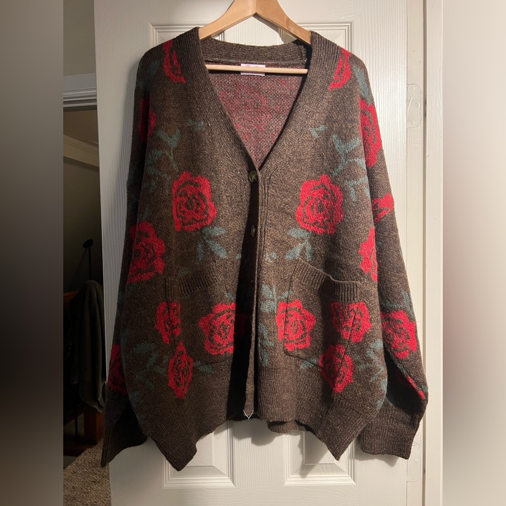 Brown Rose Cardigan